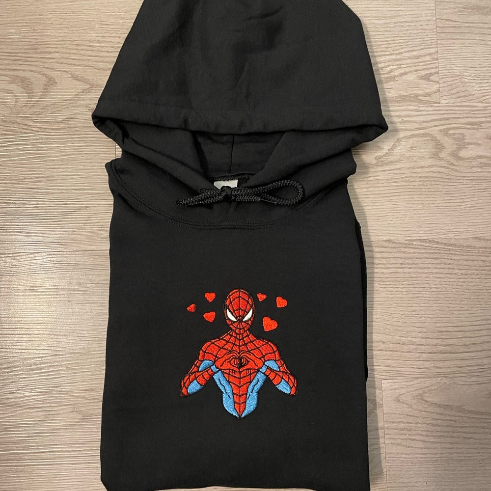Spiderman Hearts Black Hoodie